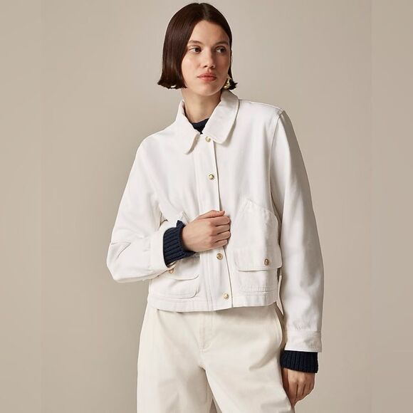 NWT J CREW Short Barn Jacket™ in cotton twill in White - Picture 3 of 8